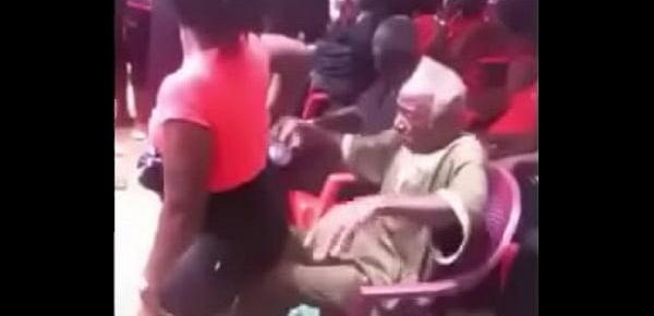  This old man cries for African nice butt in public